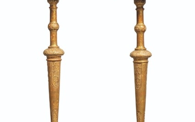 A PAIR OF GEORGE II GILT-GESSO TRIPOD STANDS