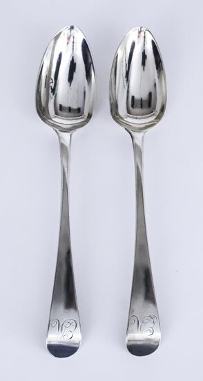 A Pair of George III Silver Old English Pattern...