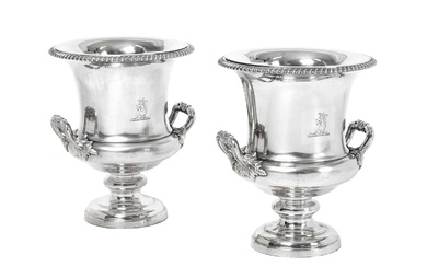 A Pair of George III Old Sheffield Plate Wine-Coolers, Collars and Liners Apparently Unmarked, First Quarter 19th Century