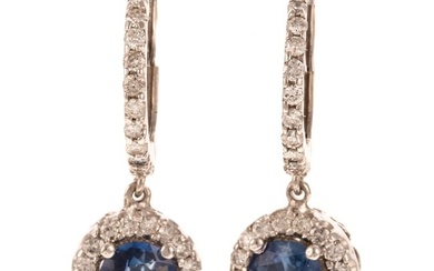 A Pair of Sapphire & Diamond Dangle Earrings in 14K