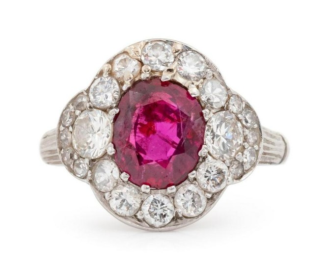 A Platinum, Ruby and Diamond Ring