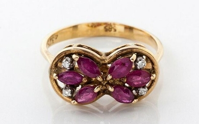 A RUBY AND DIAMOND RING