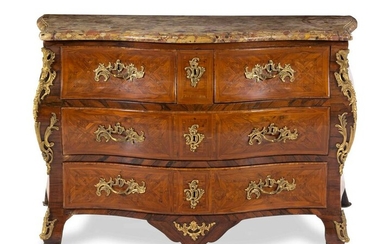 A Regence Gilt Bronze Mounted Parquetry Marble-Top