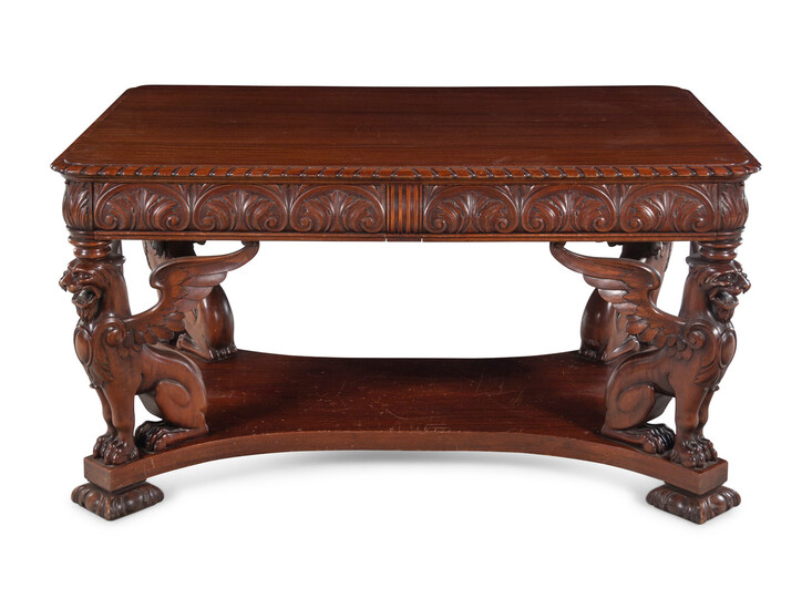 A Renaissance Revival Mahogany Library Table