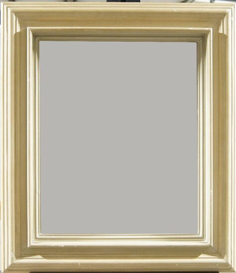 A Rowley Gallery Grey Painted Moulding Frame, circa 1930s, with plain sight, torus, frieze and cushioned top edge, with applied printed paper label Rowley Gallery Ltd., London attached to the reverse, 60 x 50 cm (sight): An English Gilded Glazed...