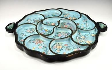 A SET OF LATE QING DYNASTY CANTON ENAMEL CONDIMENT DISHES