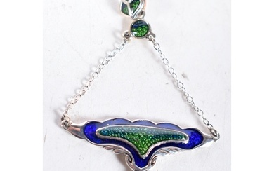 A Silver and Enamel Art Nouveau Style Pendant. Stamped Ster...