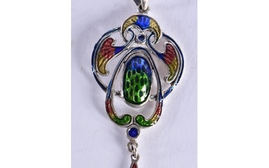 A Silver and Enamel Art Nouveau Style Pendant. Stamped Sterl...