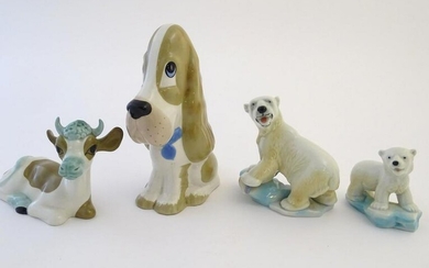 A Szeiler pottery model of seated dog / hound 'Sad