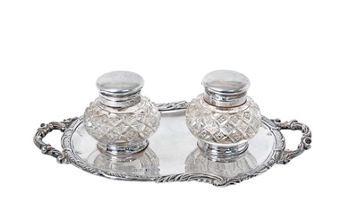A Victorian Silver Two-Bottle Inkstand by Henry Wigfull, Sheffield, 1893