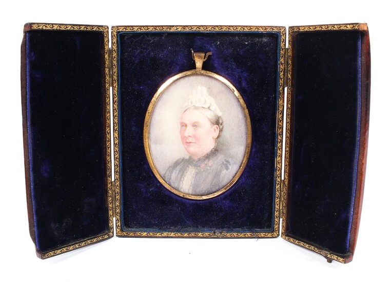 A Victorian portrait miniature of a lady, watercolour on ivory