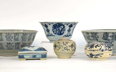 A (?)Vietnamese blue and white miniature jar decorated with scrolls...
