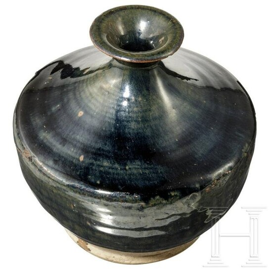 A black-brown glazed Chinese "Henan" wine jar, probably