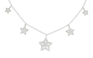 A brilliant-cut diamond star-shape necklace.Total