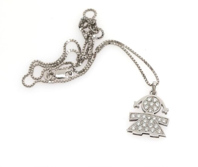 NOT SOLD. A diamond necklace with a pendant in the shape of a girl set with numerous brilliant-cut diamonds, mounted in 18k white gold. – Bruun Rasmussen Auctioneers of Fine Art