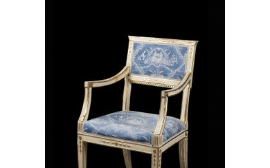 A lacquered giltwood armchair. Naples, 18th century (defects)