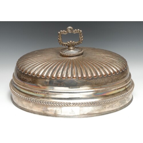 A large George III Old Sheffield Plate half-fluted dome game...