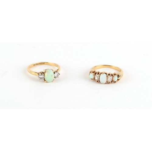 A late 19th / early 20th century high carat yellow gold opal...