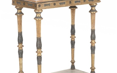 SOLD. A late Gustavian giltwood and painted console table with white marble top. Sweden, late 18th century. H. 82 cm. W. 74 cm. D. 41 cm. – Bruun Rasmussen Auctioneers of Fine Art