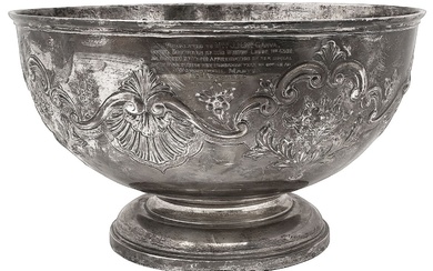 A late Victorian Masonic presentation silver punch bowl