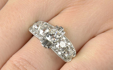 A mid 20th century vari-cut diamond cocktail ring.