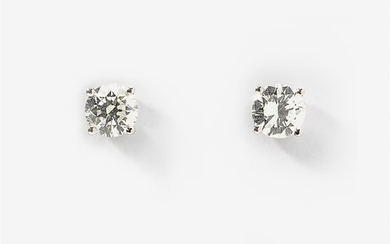 A pair of 18 carat white gold and...