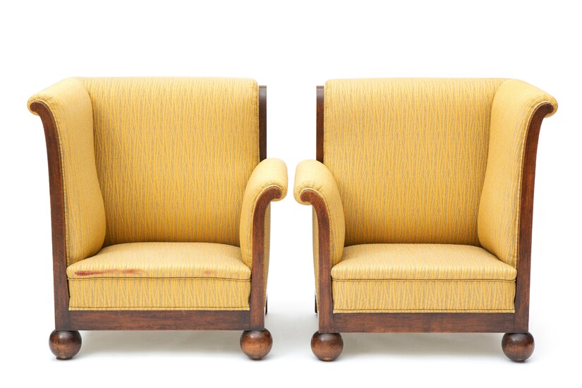 A pair of Art Deco oak corner chairs