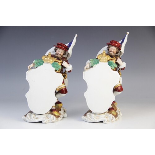 A pair of Dresden porcelain menu plaques, early 20th century...
