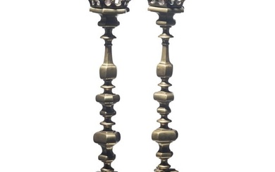 A pair of Italian pricket candlesticks, 18th century