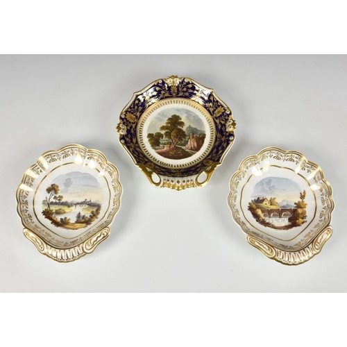A pair of Spode shell shaped topographical dessert dishes, o...