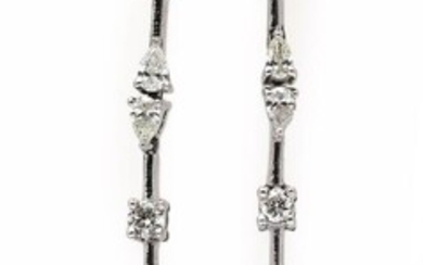 A pair of diamond ear pendants each set with numerous diamonds weighing a total of app. 0.57 ct., mounted in 14k white gold. L. app. 4.5 cm. (2) – Bruun Rasmussen Auctioneers of Fine Art