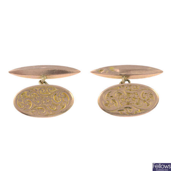 A pair of early 20th century 9ct gold cufflinks.