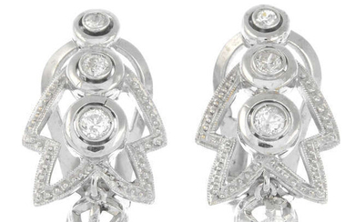 A pair of old-cut diamond openwork earrings.