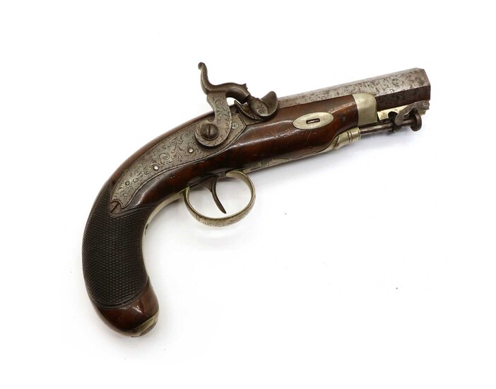 A percussion pistol with swivel ramrod