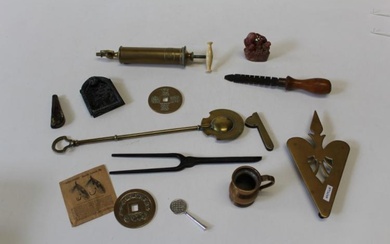 A quantity of miscellaneous items comprising a Down Brothers brass...