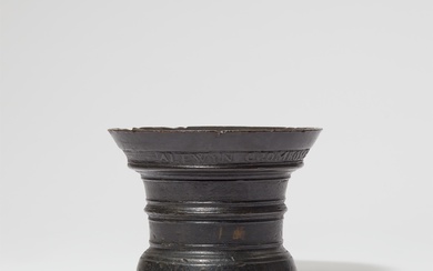 A rare signed and dated Amsterdam bronze mortar