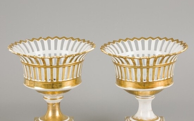 A set of (2) Empire gilt porcelain coupes, France, 1st half 19th century.