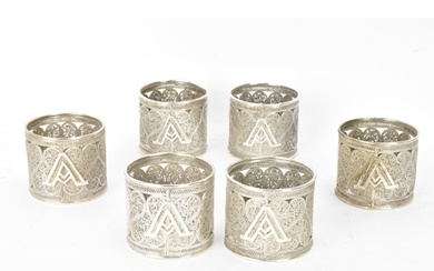 A set of six early 20th century Middle Eastern white metal f...