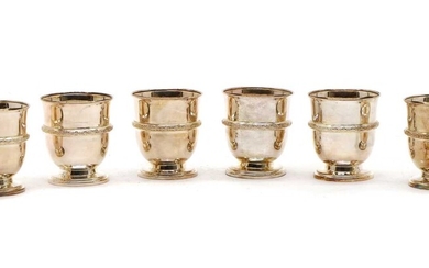 A set of six modern silver small cups