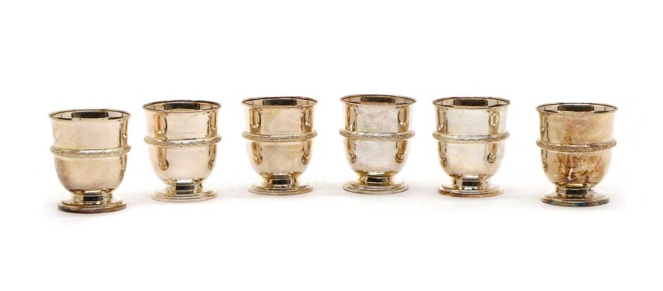 A set of six modern silver small cups