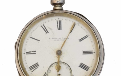 A silver open face pocket watch by Fattorini & Sons