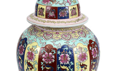 A vintage Chinese famille rose covered jar