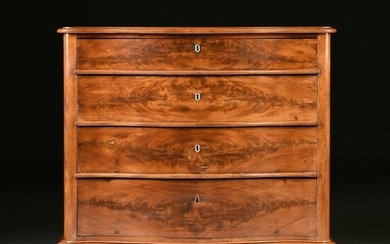 AN AMERICAN ROCOCO REVIVAL FLAME MAHOGANY CHEST OF