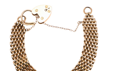 AN EARLY 20TH CENTURY 9CT GOLD BRACELET WITH PADLOCK CLASP.