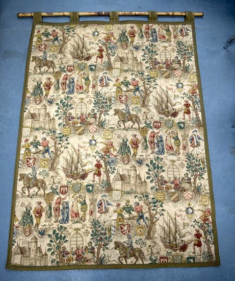 AN EARLY 20TH CENTURY EUROPEAN AUBUSSON STYLE HANGING
