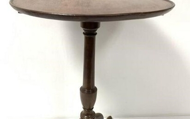 ANTIQUE QUEEN ANNE MAHOGANY TILT-TOP CANDLE STAND