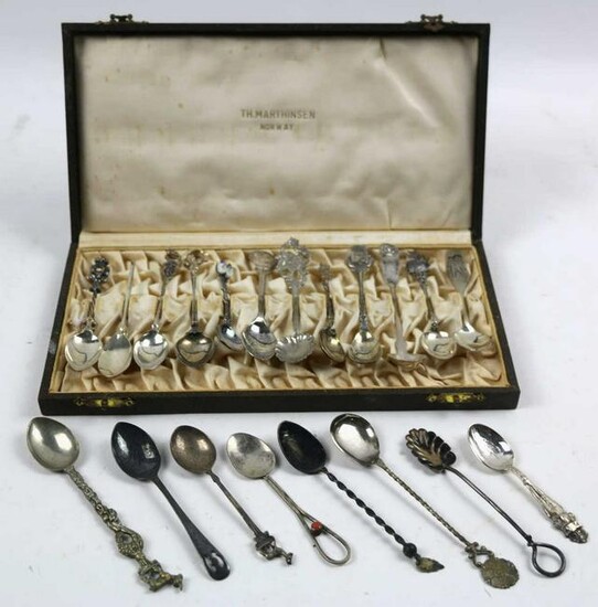ANTIQUE STERLING & SILVER SPOON GROUPING