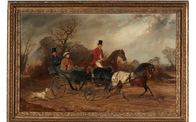 After Joseph Francis Walker, Lady Clifford-Constable driving a carriage with her husband Sir Talbot riding beside