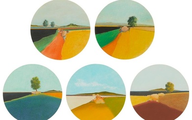 Allan M. D'Arcangelo, (1930-1998), Five landscapes, circa 1966-69, Each mixed media drawing on paper