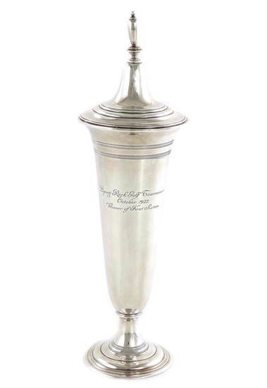 American silver trophy vase with associated lid, Tiffany & Co